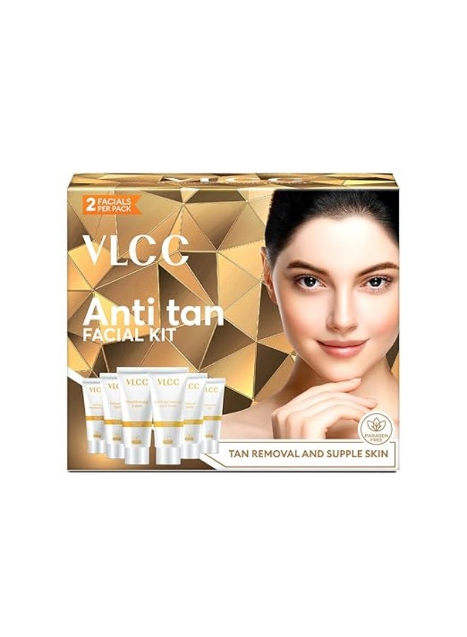 VLCC Anti Tan Facial Kit - 60 g | Power of 25 Vital Ingredients | Fights Sun Tan, Dark Spots, and Sun Spots | Even Nourishes and Protects Skin from UV Rays. - Image 1